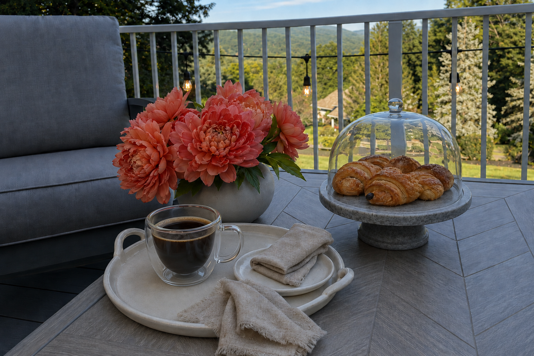 Beautiful Morning Details: Coffee, Flowers and a Cloche
